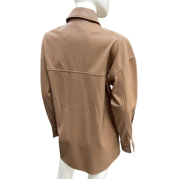 NWT Joseph Ribkoff Top Women’s Size S/P Faux Leather Lightweight Brown - Picture 4 of 5